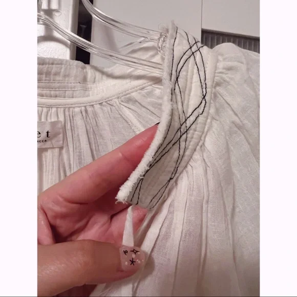 NWT Anthropologie Velvet by Graham & Spencer White Lena Peasant Blouse Tunic - Picture 8 of 16